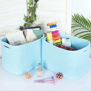 Récipients de stockage en tissu en gros Paniers de stockage rectangulaires pliables en corde de coton pour <span class=keywords><strong>Amazon</strong></span> Hot Selling - Product Image 6