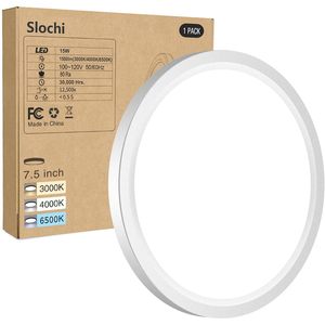 Slochi Flush Mount <b>Ceiling</b> <b>Light</b> 7.5 Inch 15W <b>LED</b> 3000K 4000K 6500K White <b>Modern</b> Design - Product Image 1