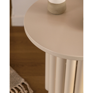 Mesa de centro redonda blanca de estilo crema moderna, mesa de centro sencilla para apartamento pequeño lateral - Product Image 4