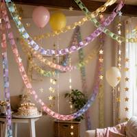 Guirnalda de Papel para Cumpleaños y Acción de Gracias, Tiras de Cartulina en Colores Pastel, Incluye Barra de Pegamento, Decoraciones Colgantes para Habitaciones