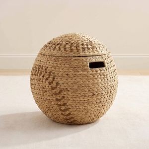 Cesta Tejida de Jacinto de Agua Sostenible con Tapa, Cesto de Ropa Multiusos para Bebés, Decoración de Cuarto Infantil y Organización de Juguetes - Product Image 5