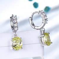 Luxe Valentines Gift Zirconia Citrien Diamond S925 Sterling Zilveren Bruids Oorbellen Hoops
