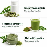 LCHBIO Bubuk Daun Moringa Kering Beku 100% Murni, Kualitas Makanan Sehat, Vitamin & Mineral Alami, Pengolahan Higienis