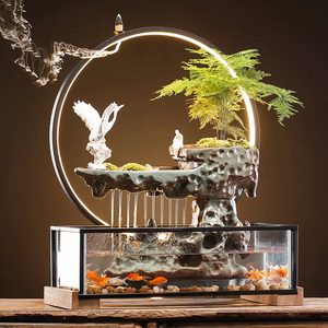 Ornamento <span class=keywords><strong>de</strong></span> cascada <span class=keywords><strong>de</strong></span> roca <span class=keywords><strong>de</strong></span> cerámica para interior, fuente <span class=keywords><strong>de</strong></span> <span class=keywords><strong>agua</strong></span> <span class=keywords><strong>de</strong></span> cascada <span class=keywords><strong>de</strong></span> humo con luz, pecera para decoración <span class=keywords><strong>de</strong></span> escritorio para el hogar y la Oficina - Product Image 5