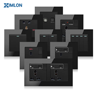 Interruptores de Pared XIMLON de Vidrio Templado Negro, Modernos, de Lujo, Alta Calidad, Más Vendidos, de 1/2/3/4 Vías, de 3 Polos, 20A