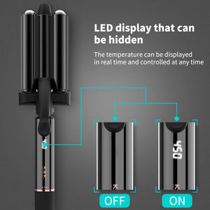 Fer à boucler sirène à 3 barils 22 mm en céramique avec chauffage PTC, affichage LED de la température, certifié ROHS, électrique longue durée - Product Image 2