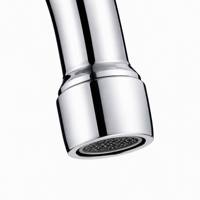 Robinet à commande au pied sans poignée, bec col de cygne, eau chaude et froide, double pédale, corps en laiton, sortie en acier inoxydable, usage commercial