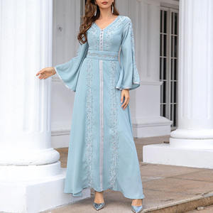 Ropa étnica personalizada OME túnica musulmana mujeres <span class=keywords><strong>Abaya</strong></span> bordado vestido informal FÁBRICA DE Dubái - Product Image 2