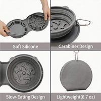 Zusammenklappbare Silikon-Reisenapf für Hunde 2-in-1 Tragbare Wasser- und Futterschale mit Karabinerhaken für Outdoor-Wanderungen, Camping und Spaziergänge