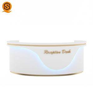 Custom made oro pietra artificiale superficie solida semi cerchio salone di bellezza reception contatore scrivania - Product Image 3