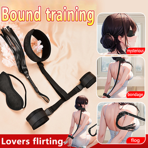 Offre Spéciale jouets sexuels pour adultes en cuir SM Bondage retenue esclave <span class=keywords><strong>bande</strong></span> reliure menottes revers cou et bandeau érotique - Product Image 2