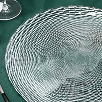 Assiettes de présentation rondes en verre transparent de haute qualité du Moyen-Orient, assiettes de dîner en verre durables pour banquets et décoration de table