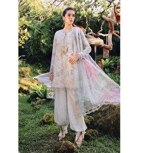 Nouvel article le plus vendu : Ensemble de costume en tissu lawn brodé non cousu, 3 pièces - Product Image 3