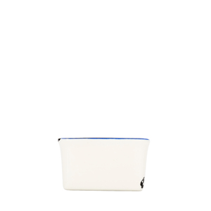 Plat en céramique blanc avec bord bleu, 9x9 cm, pour servir les aliments - Product Image 1
