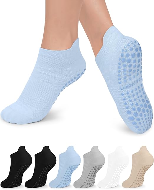 6 Paires De Chaussettes Pilates Antidérapantes Pour Femme – Yoga, Gymnastique, Hospitalières – PS2417S