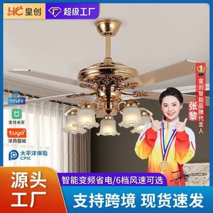 American Style Ceiling Fan Light With Led Bulbs 5 Blade Downrod Mount For Living Room Bedroom - Product Image 5