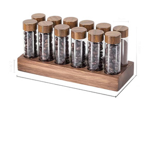 Ensemble de pots de rangement pour grains de café en noyer avec couvercles en bois, présentoir hermétique pour grains de café - Product Image 1