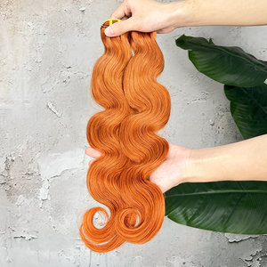 Prix de gros # 350 mèches de cheveux humains ondulés gingembre-orange, tissage de cheveux vierges brésiliens 100 % non traités, couleur gingembre - Product Image 3