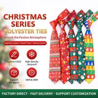 Dasi Natal grosir poliester cetak Santa Claus pohon Natal rusa hadiah Natal dasi grosir