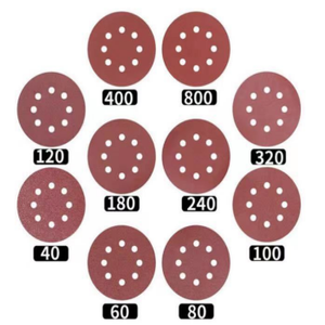 Disques abrasifs rouges de 5 pouces à 8 trous, 125 mm, disques de ponçage à crochet et boucle, papier abrasif grain 240, papier abrasif rond - Product Image 3