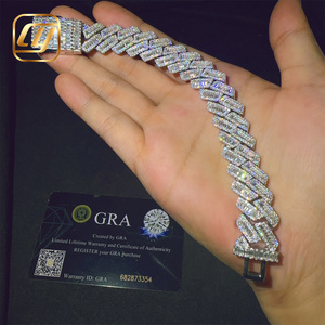 15mm Luxury 925 Sterling Silver VVS Moissanite Diamond <b>Iced</b> <b>Out</b> Cuban Link <b>Chain</b> Hip Hop Jewelry Bracelet Cuban Link Bracelet - Product Image 3