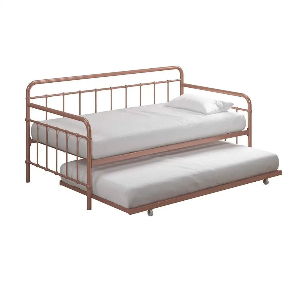 Hot Sale Luxury Multi Function Day Bed Indoor Trundle Metal Single Beds with Pull Out Bed for Sale