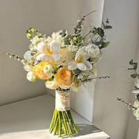 Bouquet de roses artificielles en soie, fausses roses blanches en gros, 15-20 branches, pour centres de table de mariage