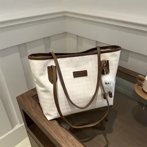 2025 New Casual Women's Lady Fashion PU Lattice Star Pattern Large Capacity Tote Bag with Doll Single Shoulder Zipper Closure - Product Image 4