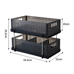 ตู้เก็บของอเนกประสงค์ 2 ชั้น แบบเลื่อนใต้ซิงค์ พร้อมลิ้นชักเลื่อนเก็บของในห้องน้ำ ทำจากพลาสติกพับได้ - Product Image 6