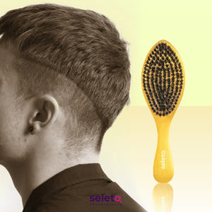 Brosse à cheveux pour barbier, accessoire, peigne <span class=keywords><strong>AFRO</strong></span>, manche en bois, poils de sanglier naturel, doux, coiffure, barbier - Product Image 5