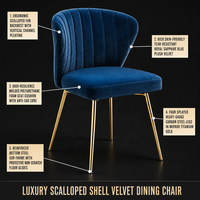 Chaise d'appoint rembourrée moderne avec pieds dorés Chaise d'appoint sans accoudoirs pour salon, cuisine, chambre à coucher Chaises de salle à manger en velours