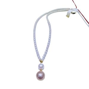 Collier de perles d'eau douce haut de gamme Zhuji, perles de 3-4 mm, perles de 8 mm + 11-12 mm, perles violettes, design unique - Product Image 5