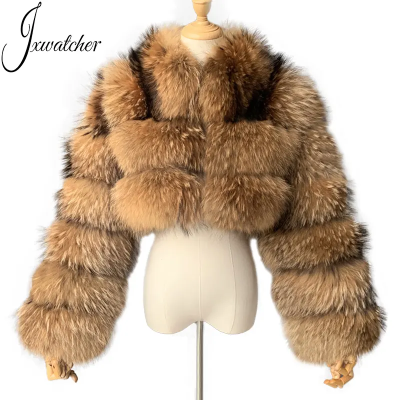 Winter Coat Hot Selling Lady Raccoon Fur Woman Jacket Classic Real Natural Raccoon Fur Coat Winter Women Cropped Fur Coat