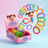 Groothandel draagbare gummy armbanden snoep gummy sieraden thema fruit smaak zachte jelly snoepjes voor kinder verjaardagsfeestjes