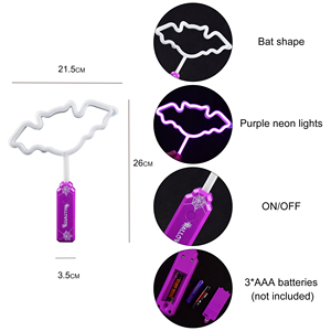 Hot Selling 10" <b>LED</b> Neon Light Stick Halloween Purple Bat Kids Toys Novelty Party Decoration Sugar-asking - Product Image 5