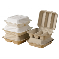 Vaisselle jetable en bagasse écologique à 3 compartiments Vaisselle jetable Boîte à lunch en papier jetable en bagasse biodégradable