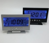 Jam Meja Digital Layar LCD Besar dengan Kalender dan Kontrol Suara