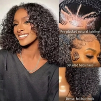 Perruque Courte Bob Péruvienne en Cheveux Humains, Perruques Frontales en Dentelle HD, Perruques Frontales en Dentelle Bouclée en Cheveux Bruts Pas Chères pour Femmes Noires