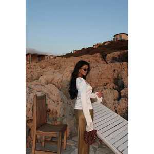 Blusa Formal Blanca para Mujer, Gredel, Larga, de Gasa y Popelina, con Cuello con Volantes, Bordado Floral, Tallas XL a 4XL, Apta para Oficina - Product Image 4