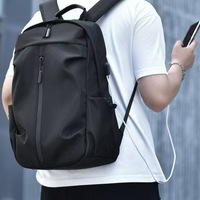Sac à dos pour ordinateur portable, personnalisable avec logo, couleur unie minimaliste, tendance, unisexe, professionnel, multifonctionnel, en polyester