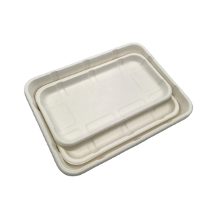 จานสี่เหลี่ยมขนาด 7 นิ้ว ทำจากชานอ้อยธรรมชาติ คุณภาพพรีเมียม ย่อยสลายได้ เหมาะสำหรับโรงอาหาร บริการจัดส่งอาหาร และงานกลางแจ้ง - Product Image 1