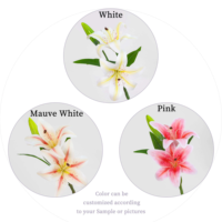Bunga Lily Artificial Real Touch Grosir 72cm, Bunga Lily Palsu dengan 2 Bunga untuk Dekorasi Pernikahan, Dekorasi Rumah, Pasokan Grosir