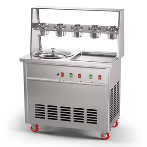 Nhà sản xuất kem cắt dày thương mại Nồi đơn áp lực duy nhất Chảo tròn nhà sản xuất kem chiên trái cây máy sữa chua quầy hàng - Product Image 4