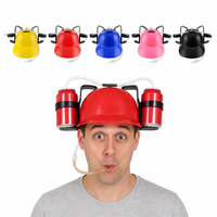 Casque créatif pour boisson avec paille, support double pour canettes de bière et de soda, chapeau mains libres pour boissons, idéal pour les événements sportifs, les jeux, les anniversaires et les fêtes