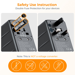 <span class=keywords><strong>Adaptateur</strong></span> de voyage universel pour TESSAN 140W GaN, <span class=keywords><strong>adaptateur</strong></span> de prise internationale avec 3 ports USB C et 1 port USB A, alimentation mondiale - Product Image 6