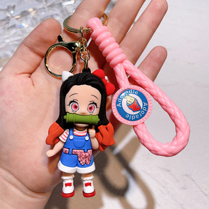 6 Estilos de Llaveros de PVC con Dibujos Animados de Demon Slayer, Figura de Anime de Goma Suave en 3D para Coche y Bolso - Product Image 5