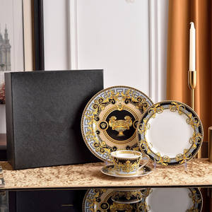 Service de table en céramique de style européen en gros, 4 pièces, décalcomanie personnalisée, assiette en porcelaine, vaisselle pour usage domestique - Product Image 1