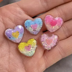 Love AB Glue Cartoon Resin Accessories Resin Heart Resin Flat Back Charms For Decoration