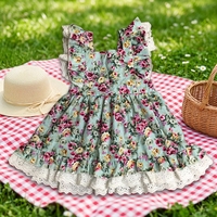 Robe d'été pour bébé avec logo personnalisé, style plage, volants, dentelle, dos nu, robe pour petite fille, vêtements de mode pour enfants