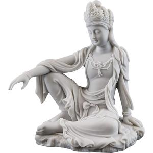 Escultura de Buda de Resina, Estatua de Quan Yin en Pose de Relajación Real, con Agua y Luna - Escultura Budista de la Diosa Quan Yin, Diosa de la Compasión y la Misericordia - Product Image 4